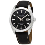 Tissot Gentleman Powermatic 80 Silicium Black Dial Black Leather Strap Watch For Men - T127.407.16.051.00 Authentic Buy Shop Now