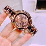 Michael Kors Bradshaw Chronograph Brown Dial Two Tone Steel Strap Watch For Women - MK5944 Authentic Buy Shop Now