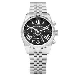 Michael Kors Runway Chronograph Black Dial Silver Steel Strap Watch For Women - MK5708 Authentic Buy Shop Now