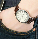 Guess Wafer Quartz White Dial Brown Leather Strap Watch For Men - W70016G2 Authentic Buy Shop Now