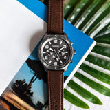 Fossil Brox Multifunction Grey Dial Brown Leather Strap Watch for Men - BQ2800 Authentic Buy Shop Now