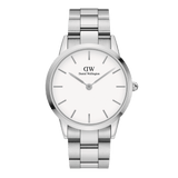 Daniel Wellington Iconic Link White Dial Silver Steel Strap Watch For Women - DW00100205 Authentic Buy Shop Now