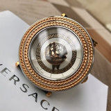 Versace V Metal Icon Quartz Silver Dial Brown Leather Strap Watch For Men - VQL010015 Authentic Buy Shop Now