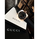 Gucci GG2570 Quartz Black Dial Black Leather Strap Watch For Men - YA142307 Authentic Buy Shop Now