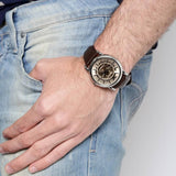 Emporio Armani Luigi Meccanico Brown Dial Brown Leather Strap Watch For Men - AR1982 Authentic Buy Shop Now