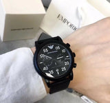 Emporio Armani Luigi Chronograph Black Dial Black Leather Strap Watch For Men - AR11133 Authentic Buy Shop Now