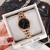 Michael Kors Runway Mercer Quartz Black Dial Two Tone Steel Strap Watch For Women - MK6672 Authentic Buy Shop Now