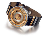 Versace V Metal Icon Gold Dial Black & Silver & Gold Strap Watch for Women - VLC020014 Authentic Buy Shop Now