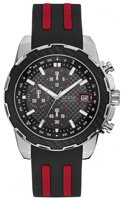 Guess Octane Chronograph Black Dial Two Tone Silicone Strap Watch For Men - W1047G1 Authentic Buy Shop Now