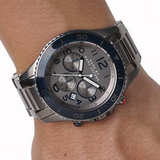 Marc Jacobs Rock Chronograph Silver Dial Silver Steel Strap Watch for Men - MBM5028 Authentic Buy Shop Now