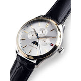 Tommy Hilfiger Oliver Analog Silver Dial Black Leather Strap Watch for Men - 1791305 Authentic Buy Shop Now