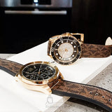 Michael Kors Brecken Chronograph Black Dial Brown Leather Strap Watch For Men - MK8849 Authentic Buy Shop Now