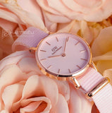 Daniel Wellington Petite Mother of Pearl Pink Dial Pink Nylon Strap Watch For Women - DW00100512 Authentic Buy Shop Now