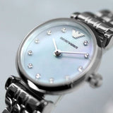 Emporio Armani Gianni Blue Dial Silver Steel Strap Watch For Women - AR1961 Authentic Buy Shop Now