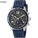 Guess Fleet Chronograph Black Dial Blue Rubber Strap Watch for Men - W0971G2 Authentic Buy Shop Now