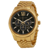 Michael Kors Lexington Chronograph Black Dial Gold Steel Strap Watch for Men - MK8286 Authentic Buy Shop Now