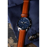 Fossil Neutra Chronograph Blue Dial Brown Leather Strap Watch for Men - FS5791 Authentic Buy Shop Now