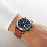 Fossil Grant Chronograph Blue Dial Brown Leather Strap Watch for Men - FS5151 Authentic Buy Shop Now