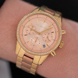Michael Kors Ritz Chronograph Rose Dial Two Tone Steel Strap Watch for Women - MK6475 Authentic Buy Shop Now