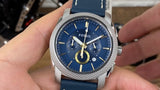 Fossil Machine Chronograph Blue Dial Blue Leather Strap Watch for Men - FS5262 Authentic Buy Shop Now