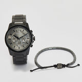 Armani Exchange Chronograph Black Dial Black Steel Strap Watch For Men - AX7140 Authentic Buy Shop Now