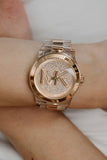 Michael Kors Runway Analog Crystals Rose Gold Dial Two Tone Steel Strap Watch for Women - MK7355 Authentic Buy Shop Now