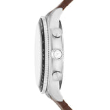 Fossil Sport Tourer Chronograph White Dial Brown Leather Strap Watch for Men - FS6042 Authentic Buy Shop Now