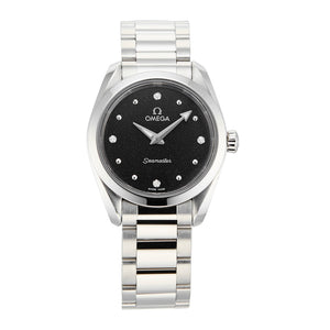 Omega Seamaster Aqua Terra Quartz Diamond Black Dial Silver Steel Strap Watch for Women - 220.10.28.60.51.001 Authentic Buy Shop Now