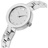 Movado Sapphire Diamonds Silver Dial Silver Steel Strap Watch For Women - 606814 Authentic Buy Shop Now