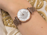 Emporio Armani T-Bar Gianni Crystal Pave Dial Rose Gold Steel Strap Watch For Women - AR11244 Authentic Buy Shop Now