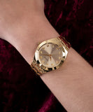 Guess Crystalline Diamonds Gold Dial Gold Steel Strap Watch for Women - GW0114L2 Authentic Buy Shop Now