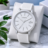 Lacoste 12.12 Move Silver Dial White Silicone Strap Watch for Men - 2011240 Authentic Buy Shop Now