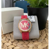Michael Kors Janelle Three Hand Red Dial Red Rubber Strap Watch For Women - MK7142 Authentic Buy Shop Now