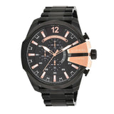 Diesel Mega Chief Chronograph Black Dial Black Steel Strap Watch For Men - DZ4309 Authentic Buy Shop Now
