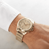 Armani Exchange Drexler Chronograph Gold Dial Gold Steel Strap Watch For Men - AX2602 Authentic Buy Shop Now
