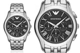 Emporio Armani Classic Chronograph Black Dial Silver Steel Strap Watch For Men - AR1786 Authentic Buy Shop Now
