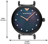 Emporio Armani Gianni T-Bar Quartz Black Mother of Pearl Dial Black Steel Strap Watch For Women - AR11268 Authentic Buy Shop Now