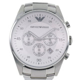 Emporio Armani Sportivo Chronograph Silver Dial Silver Steel Strap Watch For Men - AR5963 Authentic Buy Shop Now