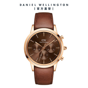 Daniel Wellington Iconic Chronograph St Mawes Brown Dial Brown Leather Strap Watch For Men - DW00100640 Authentic Buy Shop Now