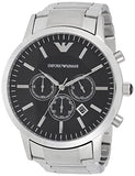 Emporio Armani Sportivo Chronograph Black Dial Silver Steel Strap Watch For Men - AR2460 Authentic Buy Shop Now