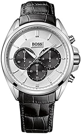 Hugo Boss Casual Chronograph Silver Dial Black Leather Strap Watch For Men - HB1512880 Authentic Buy Shop Now