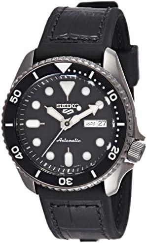 Seiko 5 Sports SKX Automatic Black Dial Black Leather Strap Watch for Men - SRPD55K2 Authentic Buy Shop Now
