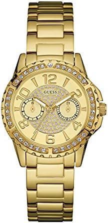 Guess Sassy Analog Quartz Gold Dial Gold Steel Strap Watch For Women - W0705L2 Authentic Buy Shop Now