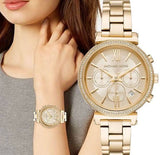 Michael Kors Sofie Chronograph Quartz Gold Dial Gold Steel Strap Watch For Women - MK6559 Authentic Buy Shop Now