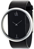 Calvin Klein Glam Transparent Dial Black Leather Strap Watch for Women - K9423107 Authentic Buy Shop Now