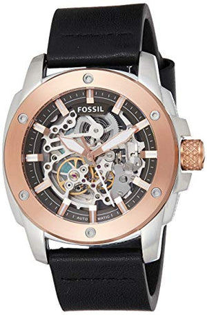 Fossil Modern Machine Automatic Skeleton Dial Black Leather Strap Watch for Men - ME3082 Authentic Buy Shop Now