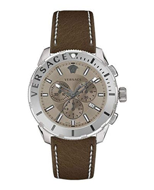 Versace Casual Chronograph Grey Dial Brown Leather Strap Watch for Men - VERG001-18 Authentic Buy Shop Now