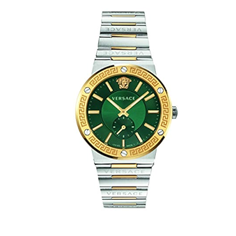 Versace Hellenyium Quartz Green Dial Silver Steel Strap Watch For Men - VEVK00420 Authentic Buy Shop Now