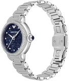 Emporio Armani Mia Three Hand Crystals Blue Dial Silver Steel Strap Watch For Women - AR11630 Authentic Buy Shop Now