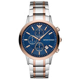 Emporio Armani Renato Chronograph Blue Dial Two Tone Steel Strap Watch For Men - AR80025 Authentic Buy Shop Now